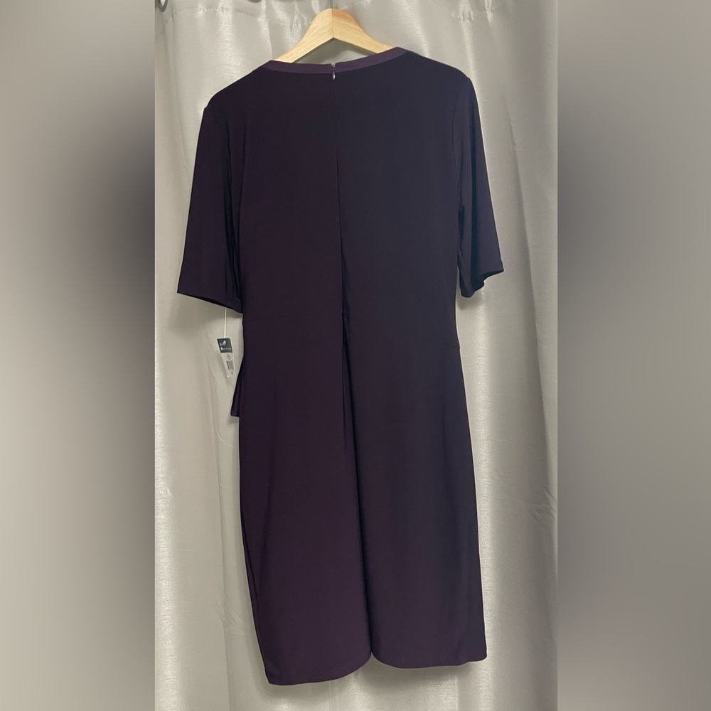 CHAPS - Faux Wrap Dress Purple. - Picture 3 of 5